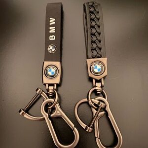 BMW Key Chains. Set of 2. Black Leather.
